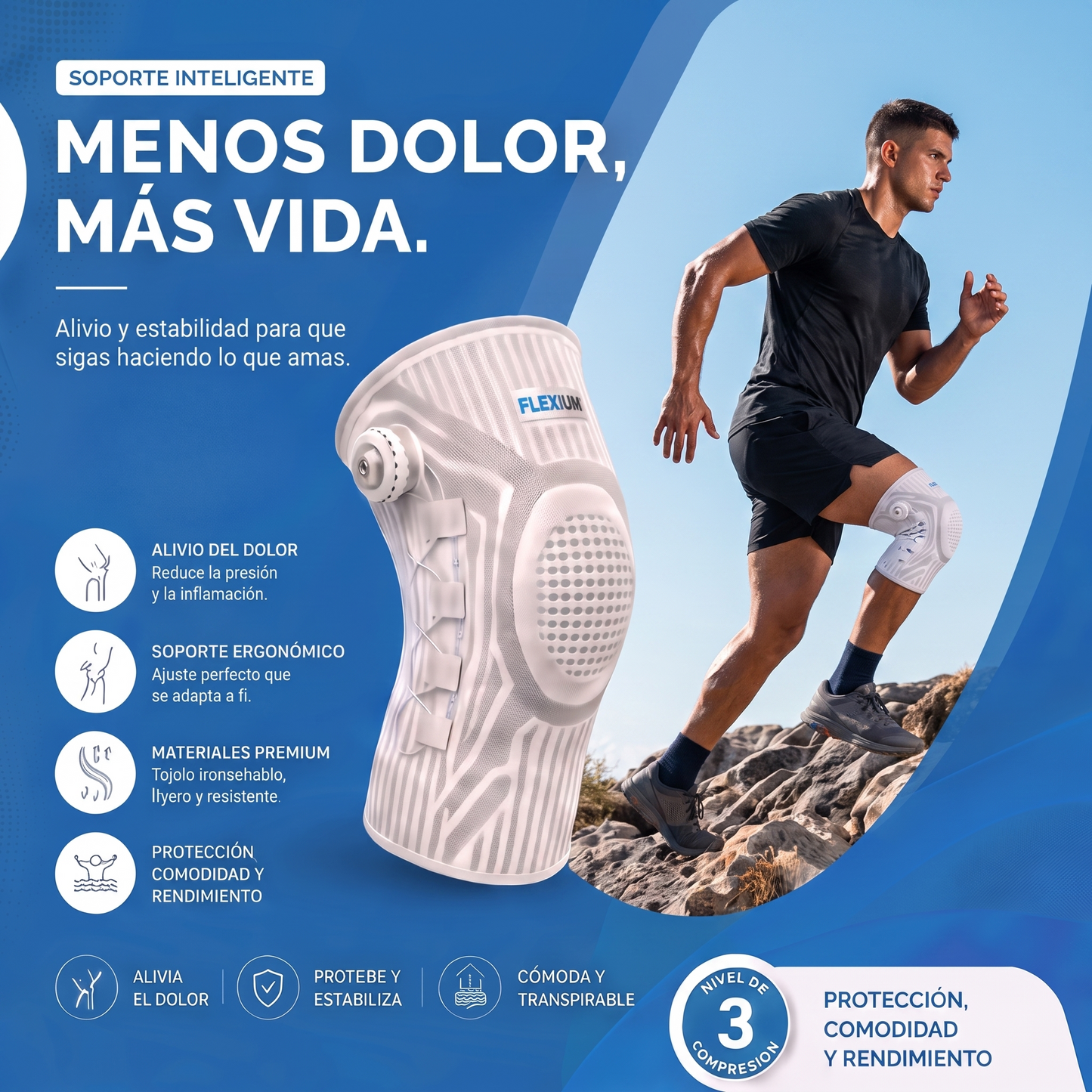 FLEXIUM ® - Rodillera Ajustable de Compresión